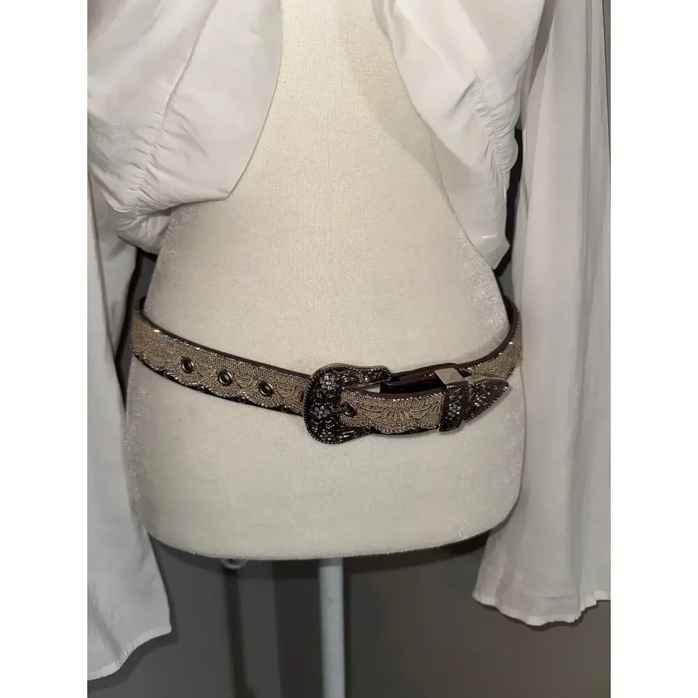 Kids XL 2in wide rhinestone belt